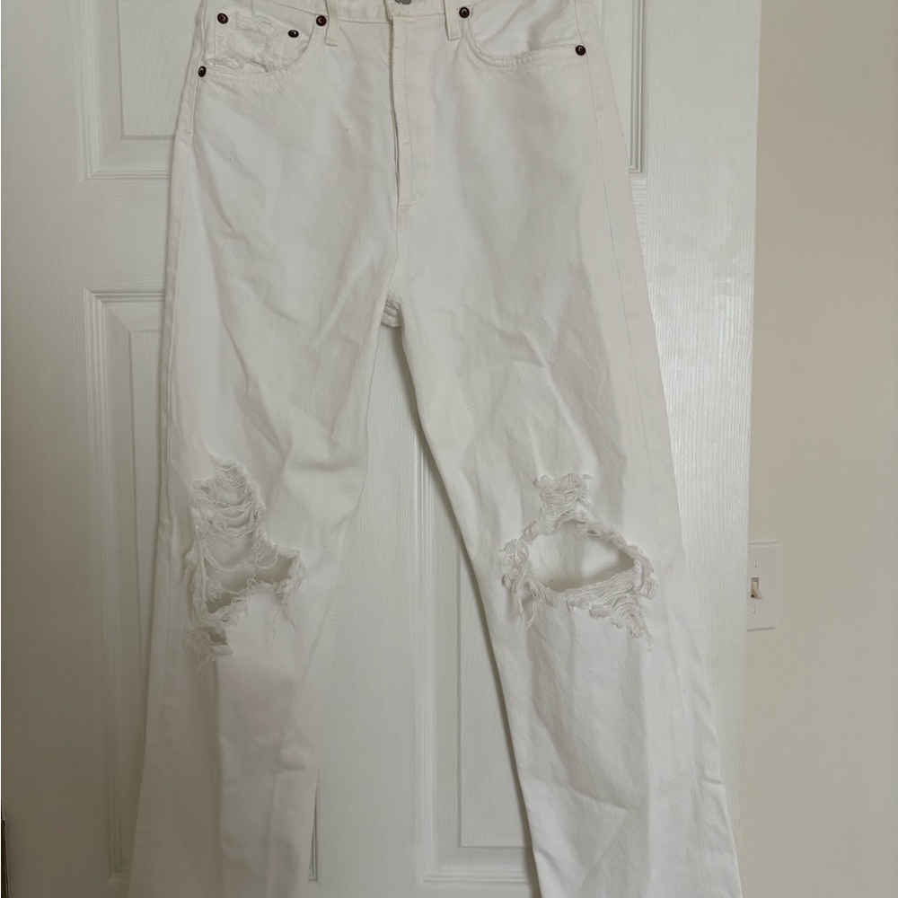 Women's White Distressed Jeans